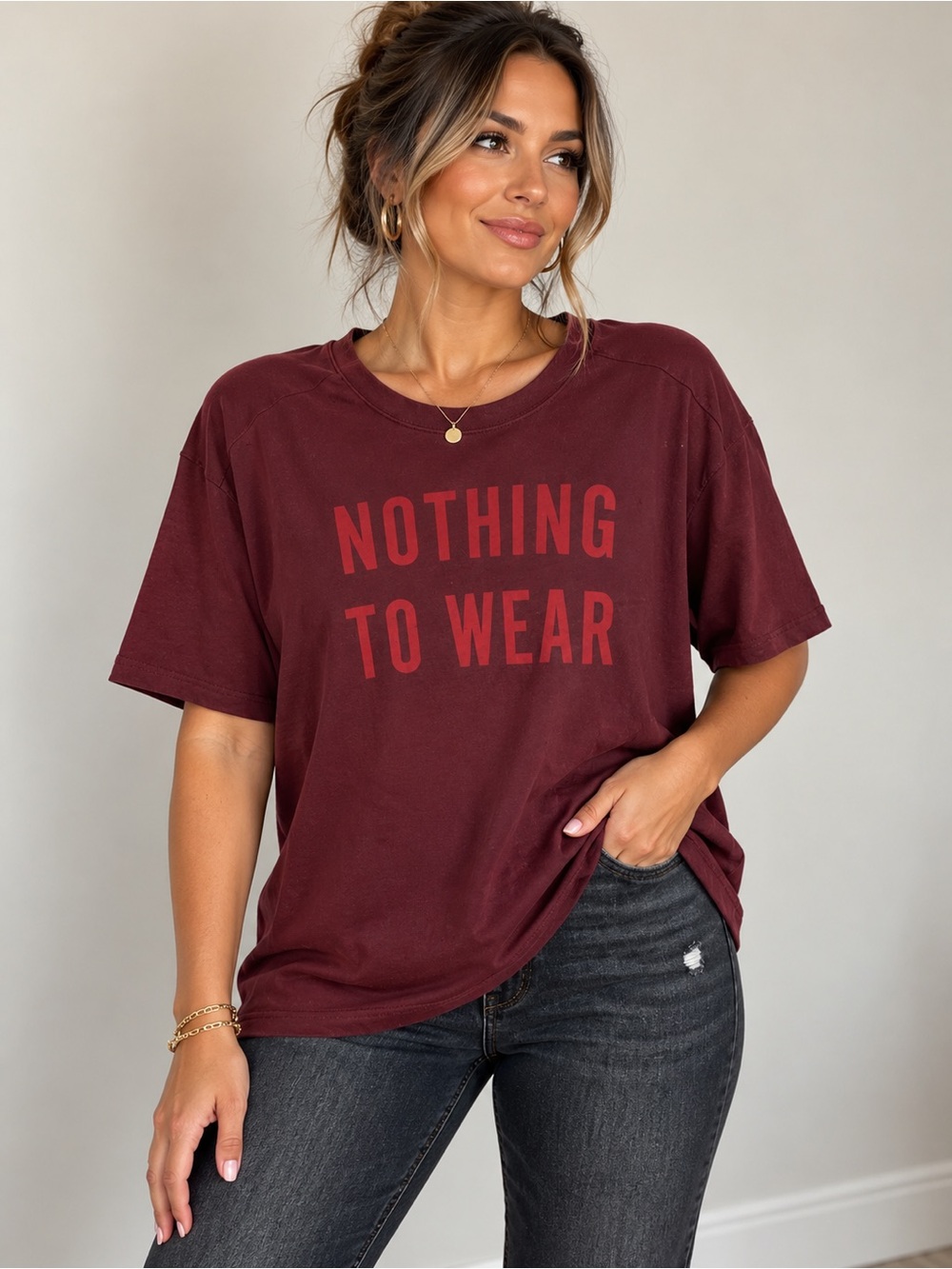 Nothing To Wear Burgundy Graphic Tee - Women